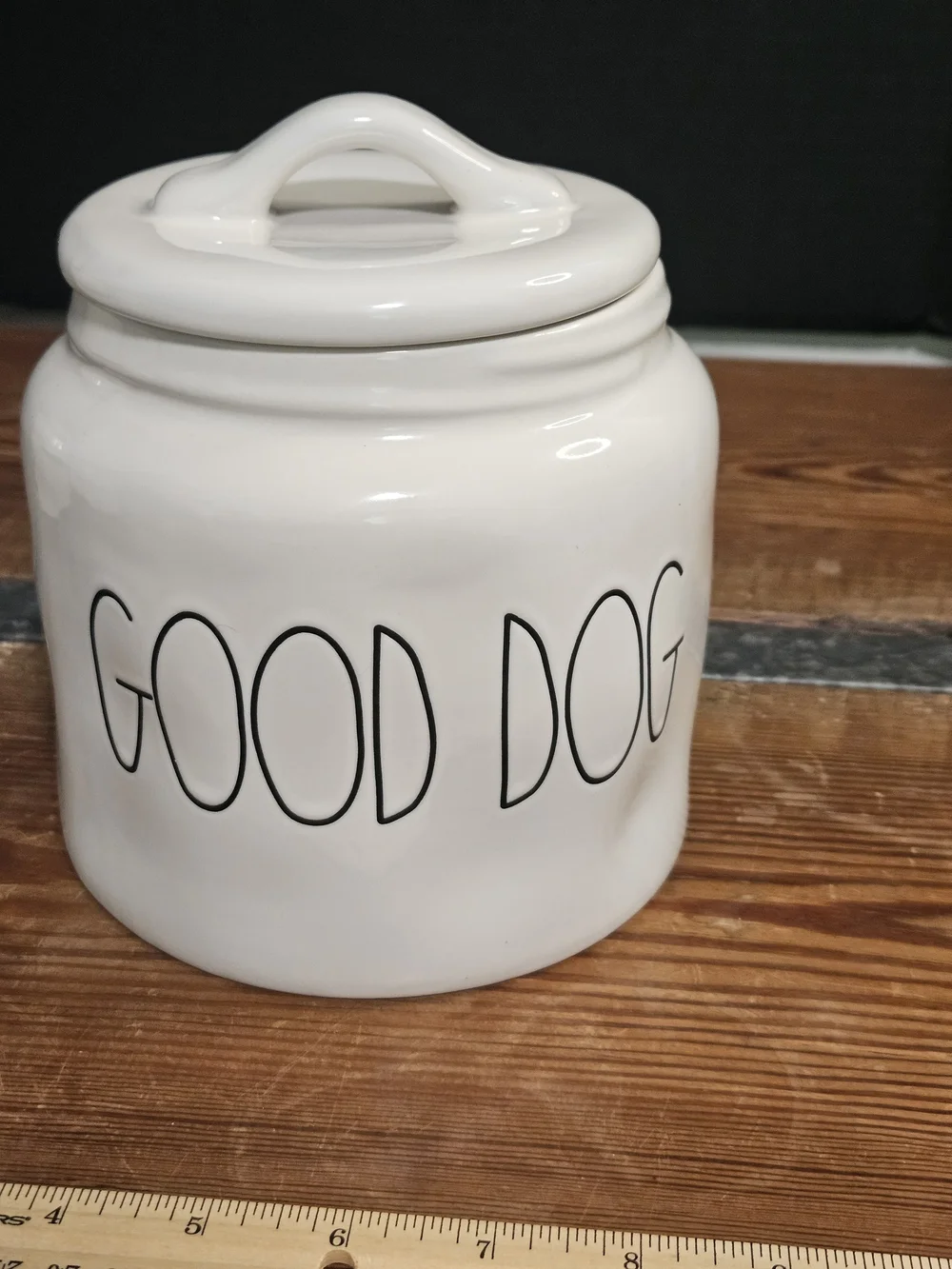 Rae Dunn Good Dog Ceramic Treat Jar - White